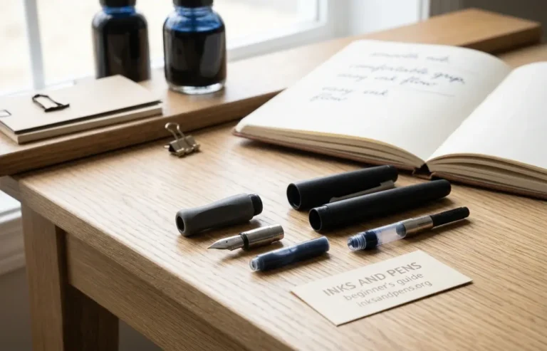 Fountain pen grip nib and filling system for beginners