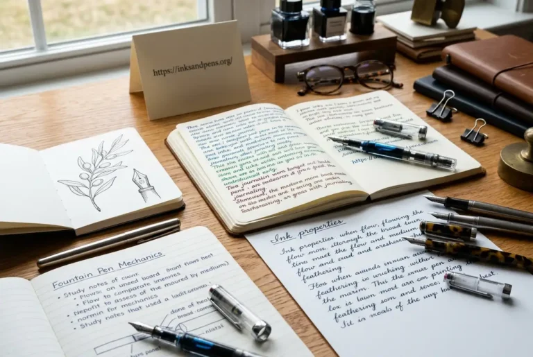Different fountain pen writing styles on suitable paper