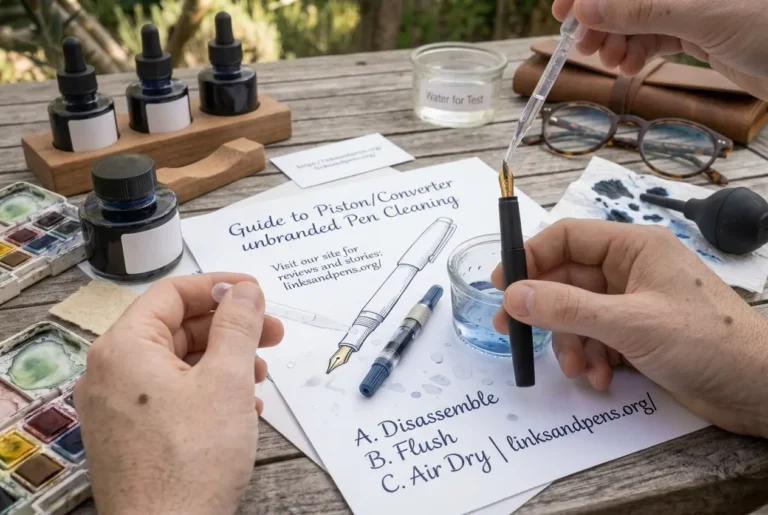 Fountain pen being flushed with clean water during cleaning