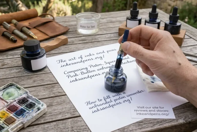 Filling a fountain pen ink converter from a bottle of fountain pen ink